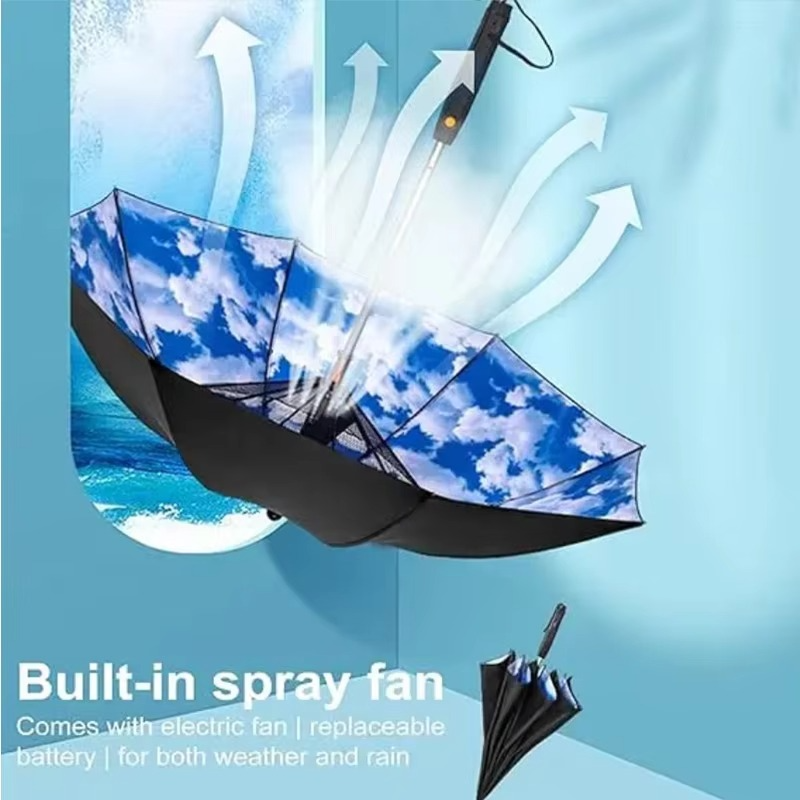 Sun Umbrella with Fan and Mister